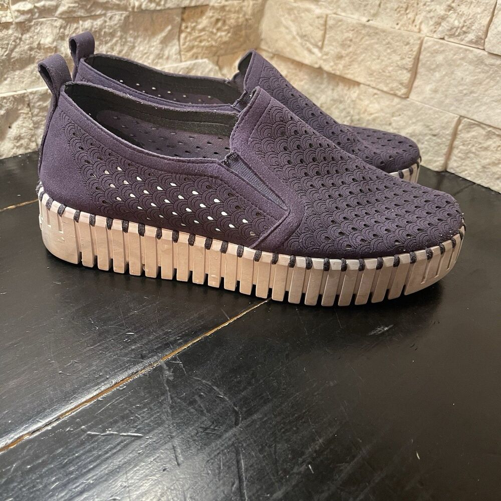 ILSE JACOBSEN Dark indigo Women's Tulip Platform Slip On Sz 38 US 7.5 Shoes